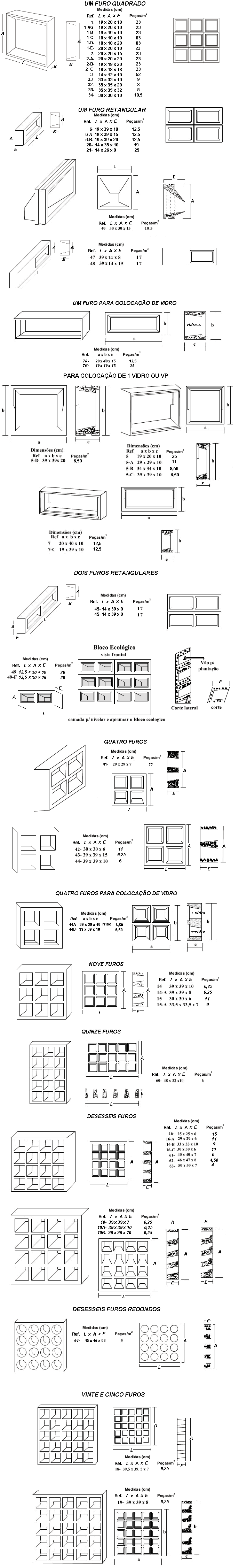 CONSTRU-TENS- ARTEFATOS DE CONCRETO - ELEMENTO VAZADO QUADRADO RETO E DIAGONAL.